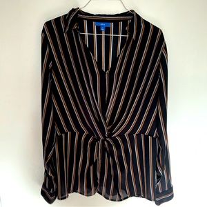 APT. 9 Women’s Black Striped Long Sleeve Blouse Size L